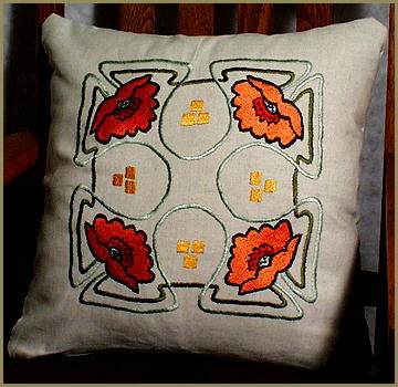 4 ARTS & CRAFTS EMBROIDERED PILLOWS