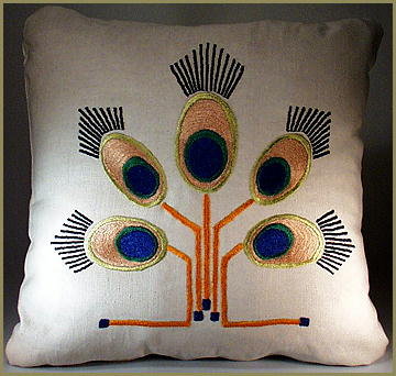 ARTS & CRAFTS MISSION EMBROIDERED PEACOCK