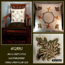 ARTS & CRAFTS EMBROIDERED ACORNS PILLOW