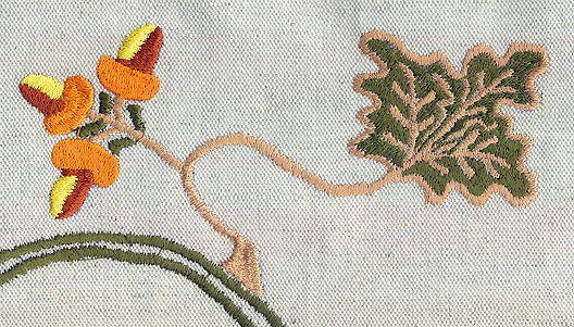 ARTS & CRAFTS EMBROIDERED ACORNS PILLOW