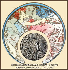 10 MUCHA VINTAGE ART NOUVEAU PENDANTS