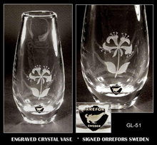 SIGNED VINTAGE ORREFORS CRYSTAL VASE