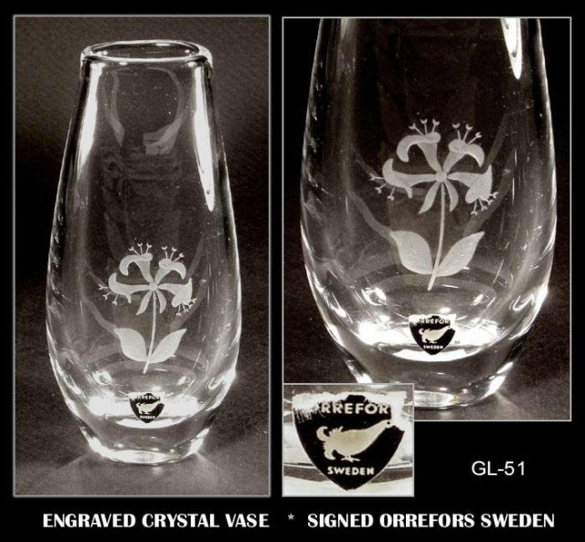SIGNED VINTAGE ORREFORS CRYSTAL VASE