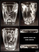 VINTAGE ORREFORS FLYING CRANES CRYSTAL VASE