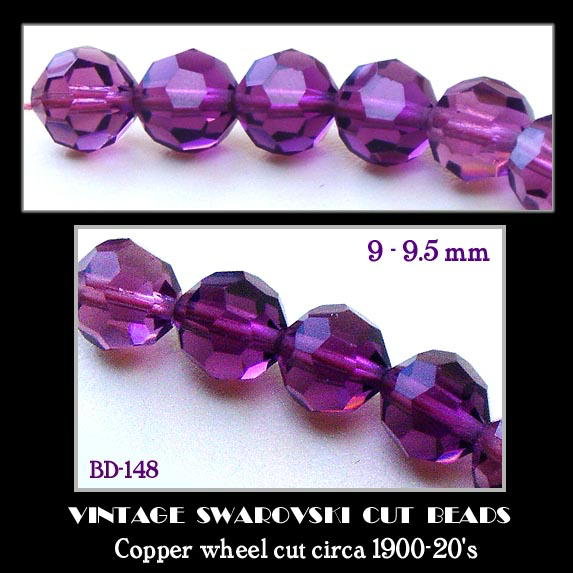 200 VINTAGE SWAROVSKI CUT PURPLE GLASS BEADS