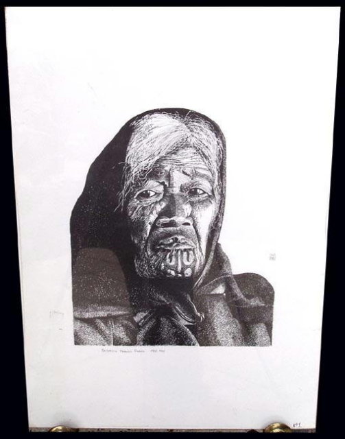 ORIGINAL SIGNED LITHO/ETCHING NATIVE MAORI 10A
