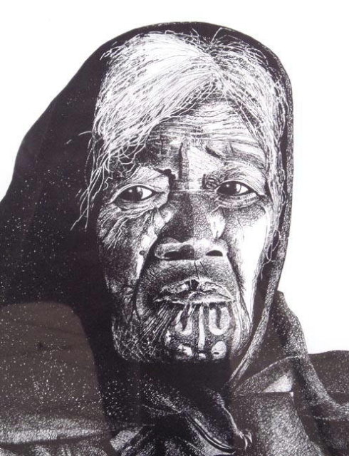 ORIGINAL SIGNED LITHO/ETCHING NATIVE MAORI 10A