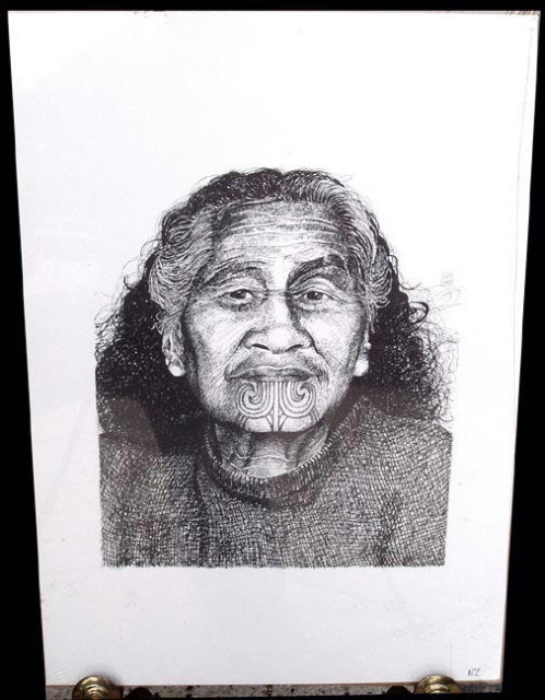 ORIGINAL SIGNED LITHO/ETCHING NATIVE MAORI 10B