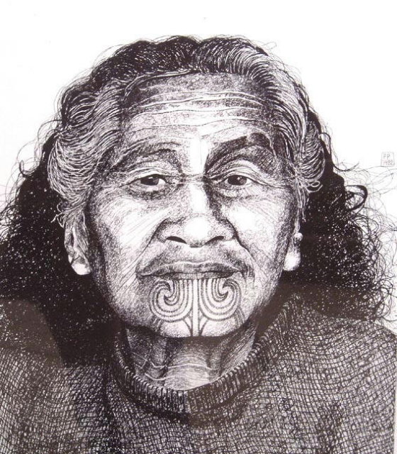 ORIGINAL SIGNED LITHO/ETCHING NATIVE MAORI 10B