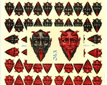 RARE LARGE UNCUT OLD SCRAP SHEET GREY/RED DEVIL
