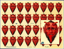 3 RARE UNCUT OLD SCRAP SHEETS RED DEVIL HEAD