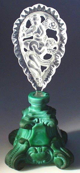 CZECH MALACHITE GLASS COLOR PERFUME BOTTLE