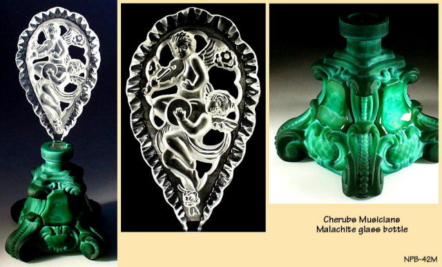CZECH MALACHITE GLASS COLOR PERFUME BOTTLE