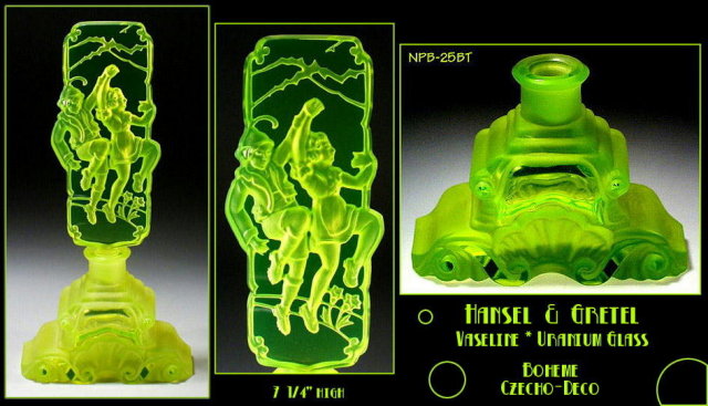 CZECH PERFUME BOTTLE VASELINE GLASS HANSEL &