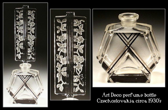 VINTAGE CZECH ART DECO PERFUME BOTTLE #32