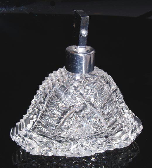 VINTAGE CZECH ART DECO CUT CRYSTAL ATOMIZER