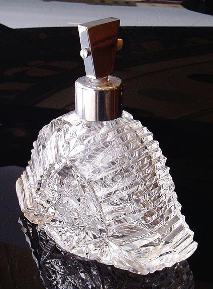 VINTAGE CZECH ART DECO CUT CRYSTAL ATOMIZER