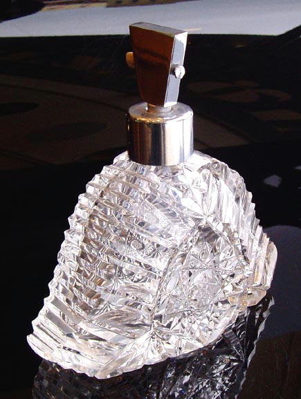 VINTAGE CZECH ART DECO CUT CRYSTAL ATOMIZER