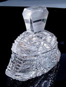 CZECH ART DECO CUT CRYSTAL POWDER BOX