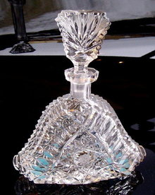 CZECH ART DECO CUT CRYSTAL PERFUME BOTTLE