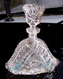 CZECH ART DECO CUT CRYSTAL PERFUME BOTTLE