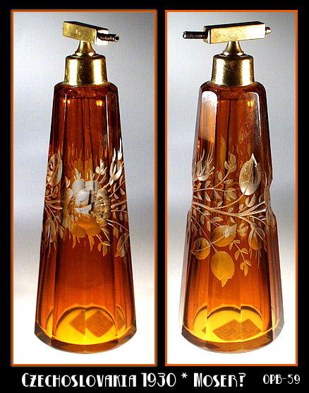 VINTAGE CZECH CUT & ENGRAVED ATOMIZER OPB-59