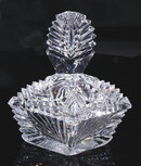 VINTAGE CZECH ART DECO CUT CRYSTAL POWDER BOX