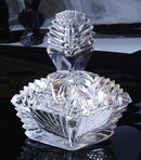 VINTAGE CZECH ART DECO CUT CRYSTAL POWDER BOX
