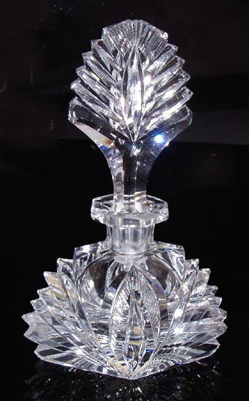 SIGNED VINTAGE CZECH ART DECO CUT CRYSTAL