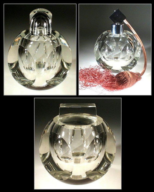 CZECH ART DECO CUT CRYSTAL ATOMIZER c.1930's