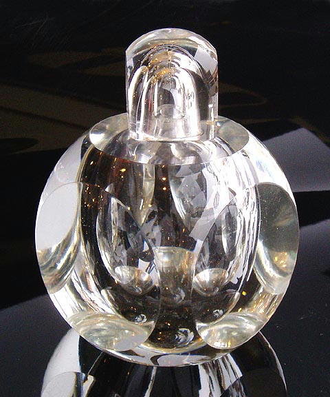 CZECH ART DECO CUT CRYSTAL PERFUME BOTTLE