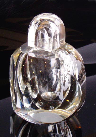CZECH ART DECO CUT CRYSTAL PERFUME BOTTLE