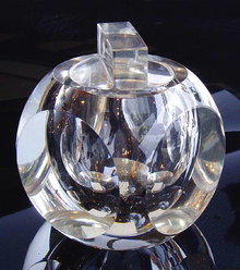 CZECH ART DECO CUT CRYSTAL POWDER BOX c.1930's
