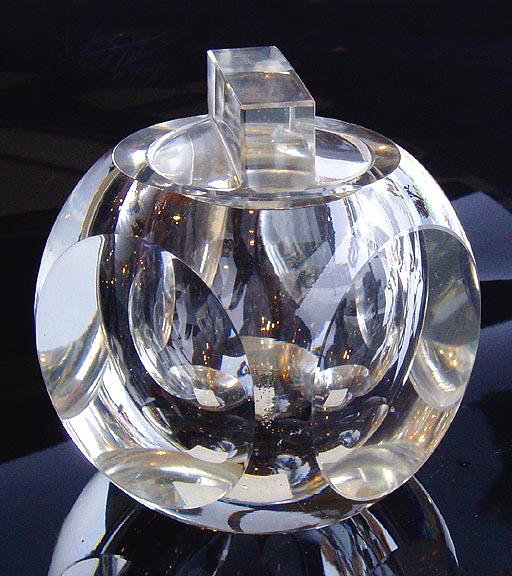 CZECH ART DECO CUT CRYSTAL POWDER BOX c.1930's