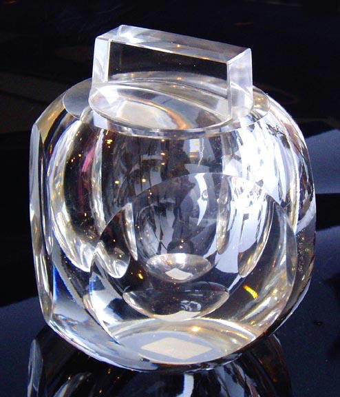 CZECH ART DECO CUT CRYSTAL POWDER BOX c.1930's
