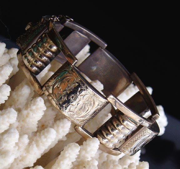 GORGEOUS ART DECO SILVER BRACELET 1930's #135