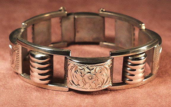 GORGEOUS ART DECO SILVER BRACELET 1930's #135