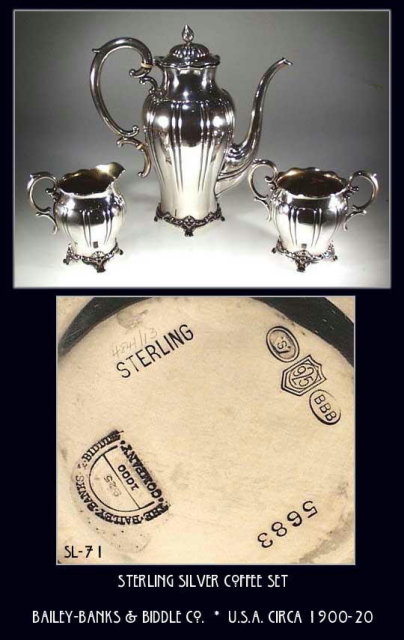 STERLING SILVER MOCCA SET BAILEY BANKS & BIDDLE
