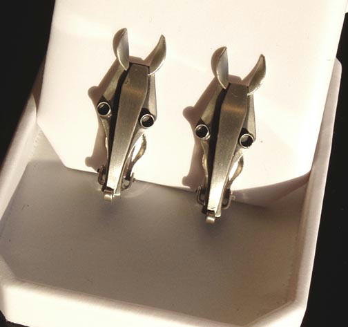 STERLING SILVER ART DECO HORSE HEAD EARRINGS