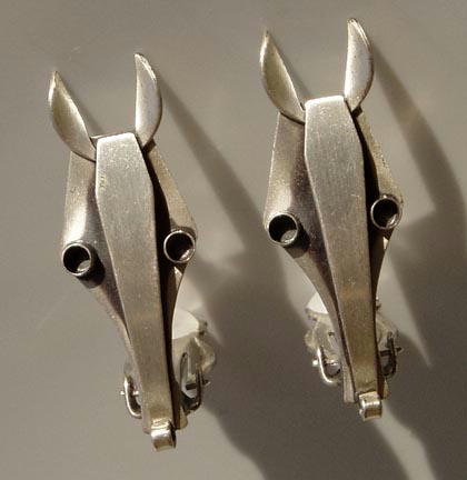 STERLING SILVER ART DECO HORSE HEAD EARRINGS