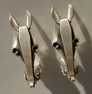 STERLING SILVER ART DECO HORSE HEAD EARRINGS
