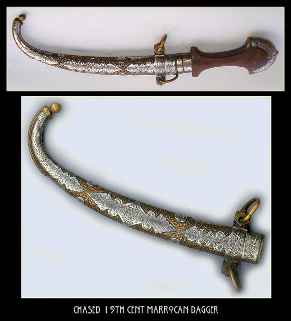 CHASED 19TH CENT MARROCAN DAGGER MS-50