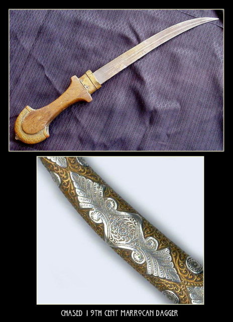 CHASED 19TH CENT MARROCAN DAGGER MS-50