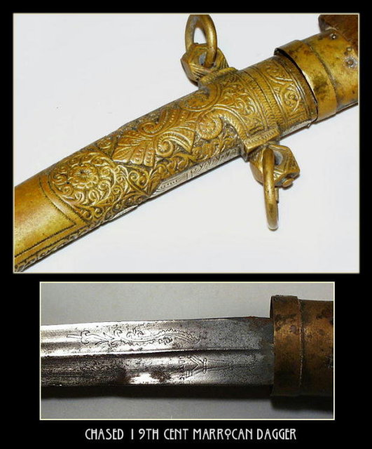CHASED 19TH CENT MARROCAN DAGGER MS-50