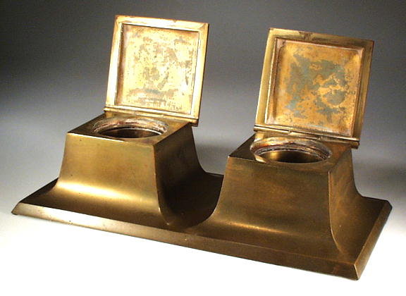 ARTS & CRAFTS BRONZE INKWELL BRADLEY HUBBARD