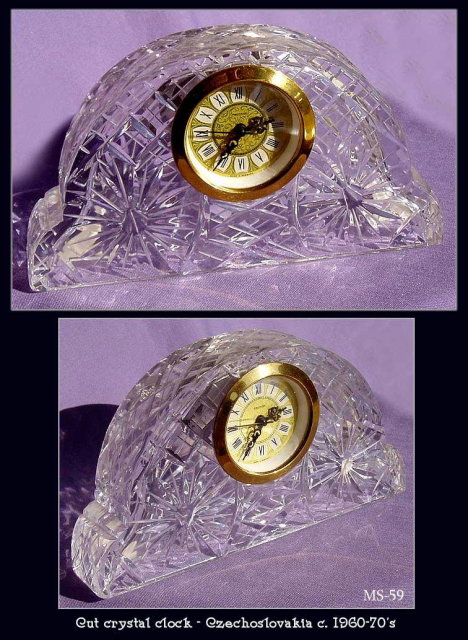 CUT CRYSTAL CLOCK CZECHOSLOVAKIA MS-59