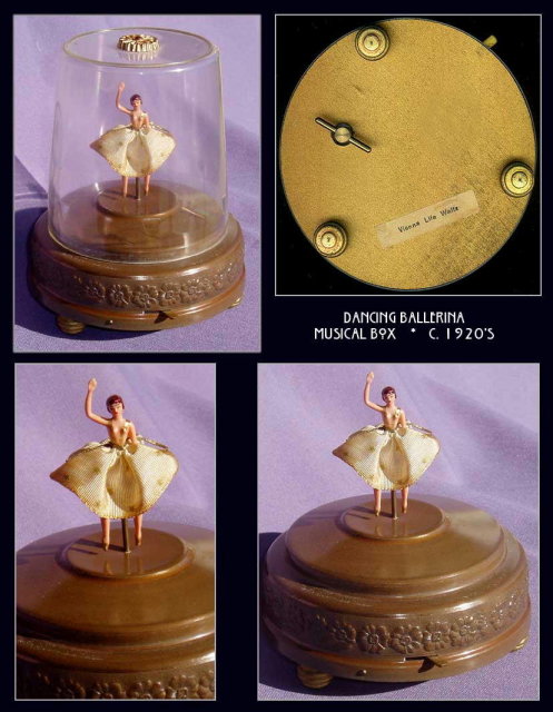 1930-40's VINTAGE MUSIC BOX DANCING BALLERINA