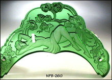 2 CZECH ART DECO GREEN NYMPH HANDLES for vanity