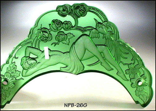 2 CZECH ART DECO GREEN NYMPH HANDLES for vanity