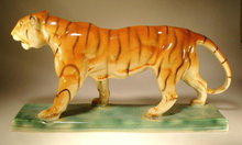 CZECH ART POTTERY D. URBACH TIGER FIGURINE
